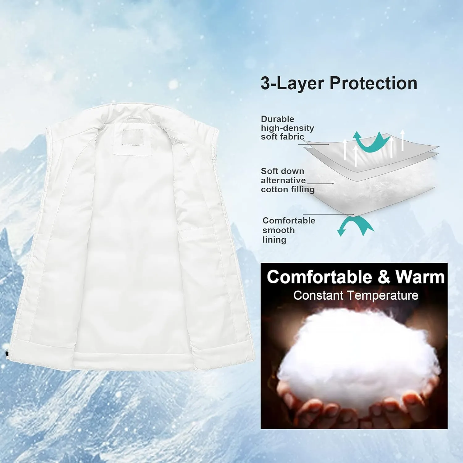 Chrisuno Women's Winter Vests Outerwear Lightweight Quilted Puffer Utility Vest