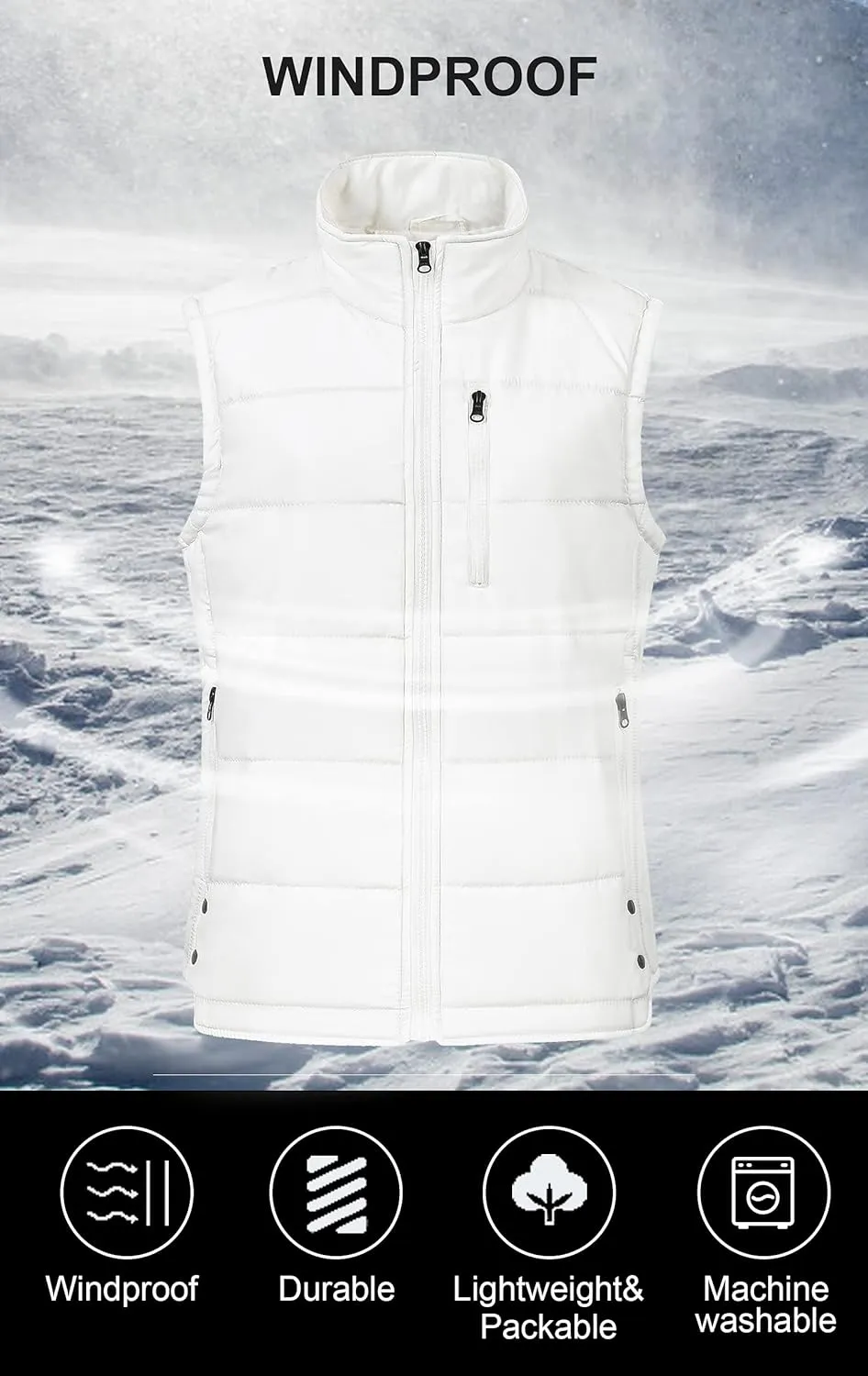 Chrisuno Women's Winter Vests Outerwear Lightweight Quilted Puffer Utility Vest