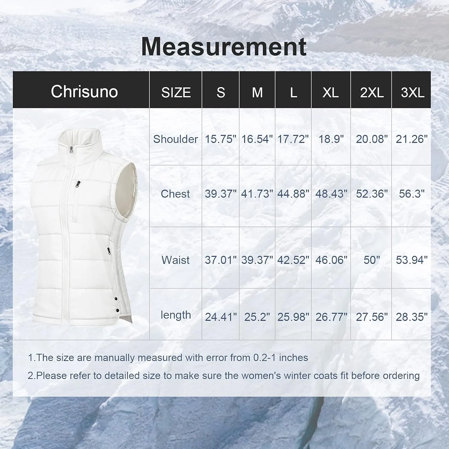 Chrisuno Women's Winter Vests Outerwear Lightweight Quilted Puffer Utility Vest