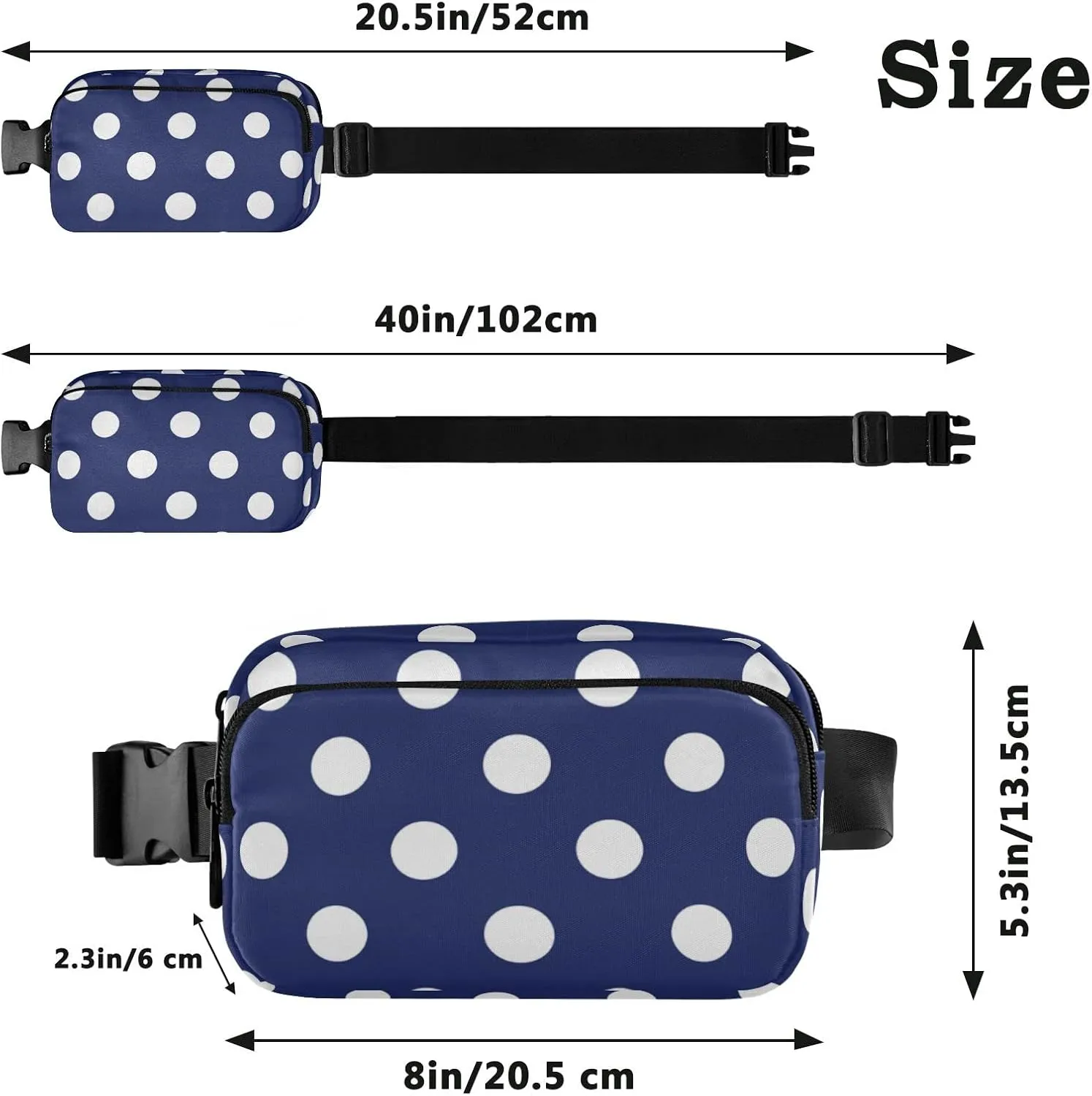 Circles Dots Blue Fanny Pack for Women Men Belt Bag Crossbody Waist Pouch Waterproof Everywhere Purse Fashion Sling Bag for Running Hiking Workout Walking Travel