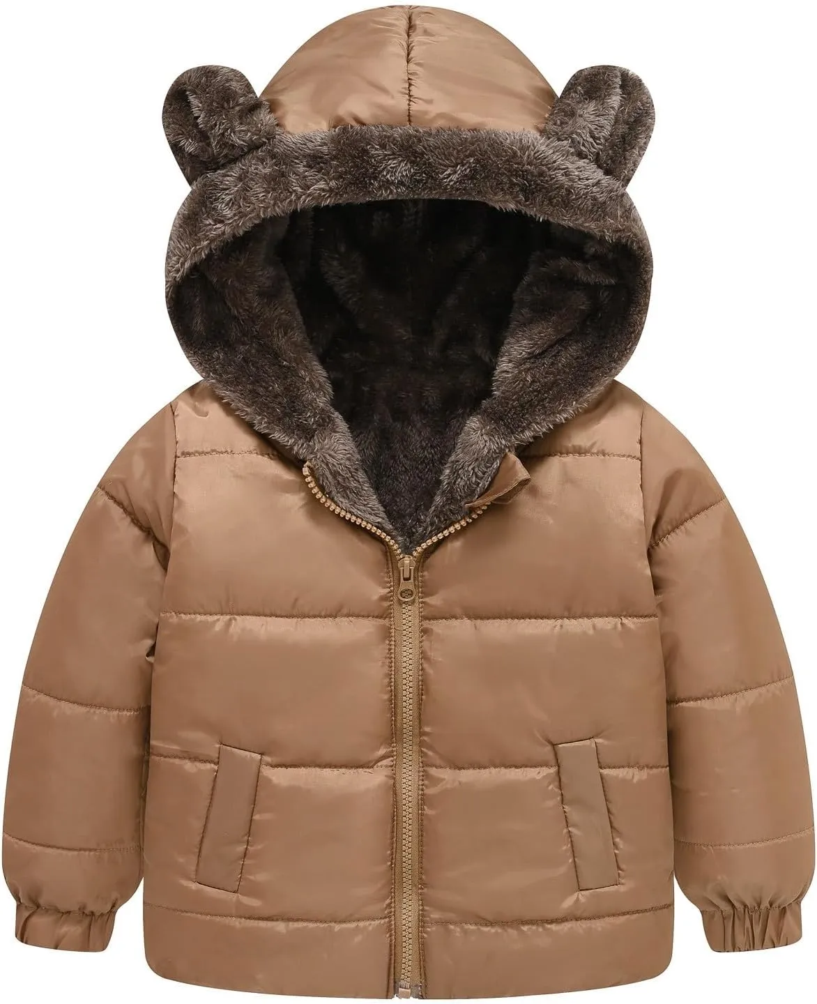 Coattail Jacket Boys Boys and Girls Middle Children Solid Color Ears Cute Pocket Short Cotton Padded Kids Anorak