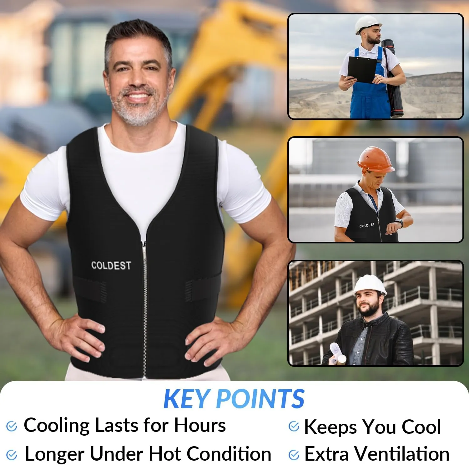 Coldest Cooling Jacket, Reusable Ice Packs for Hot Weather, Ice Vest for Men & Women, Cycling, Running, Athletes