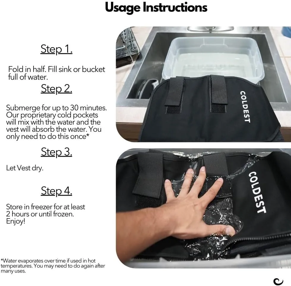 Coldest Cooling Jacket, Reusable Ice Packs for Hot Weather, Ice Vest for Men & Women, Cycling, Running, Athletes