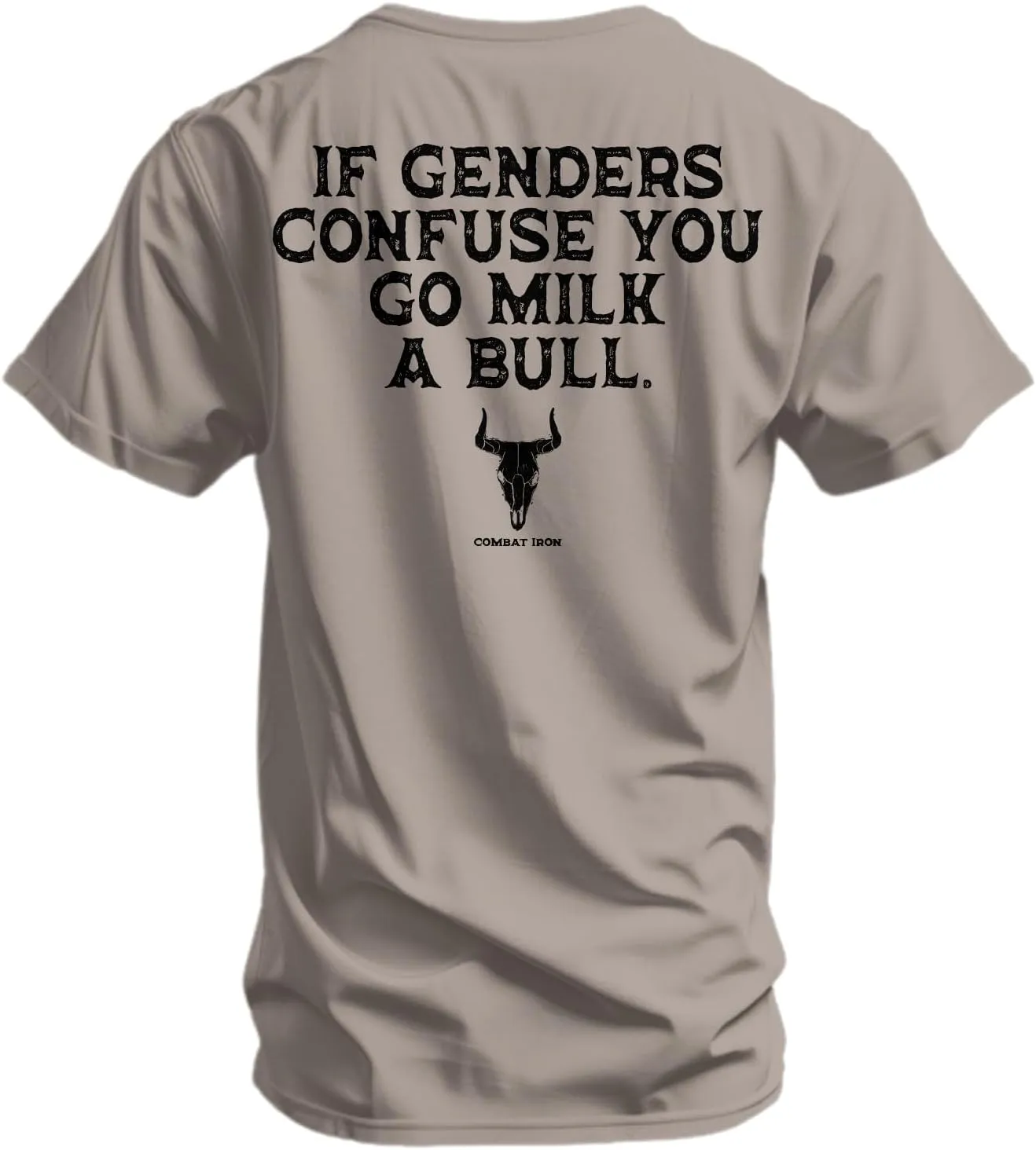 Combat Iron Men's Graphic T-Shirt | Go Milk a Bull | Cotton-Poly Blend | Athletic Fit, Tagless Comfort
