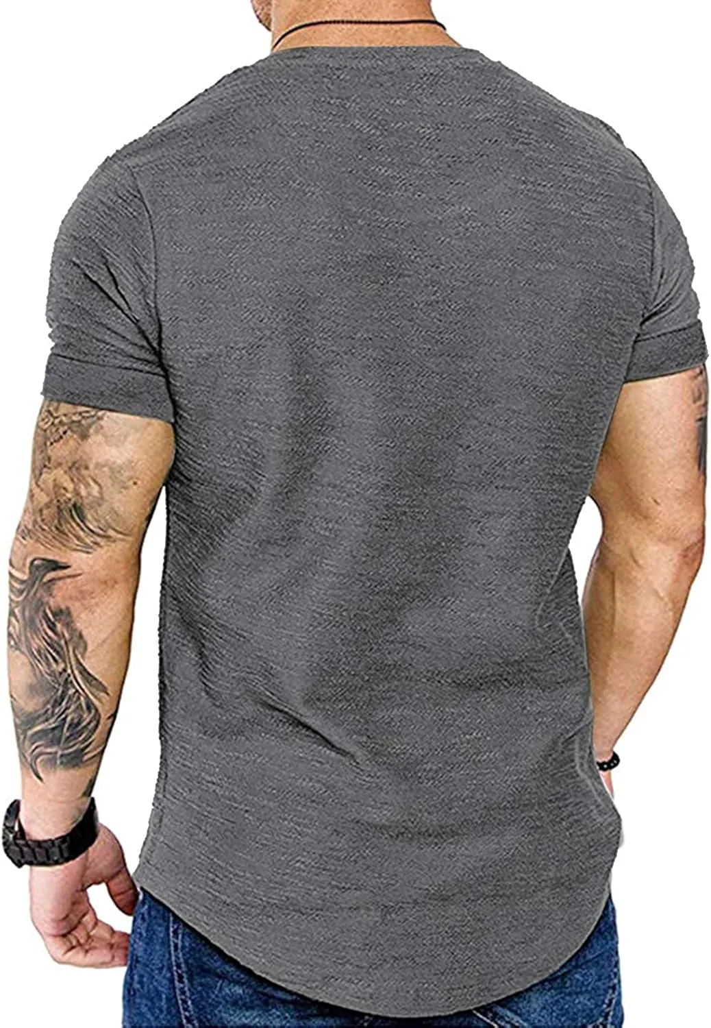 COOFANDY Men Muscle Workout T Shirt Gym Bodybuilding Active Short Sleeve Tee Top Black