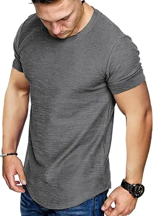 COOFANDY Men Muscle Workout T Shirt Gym Bodybuilding Active Short Sleeve Tee Top Black