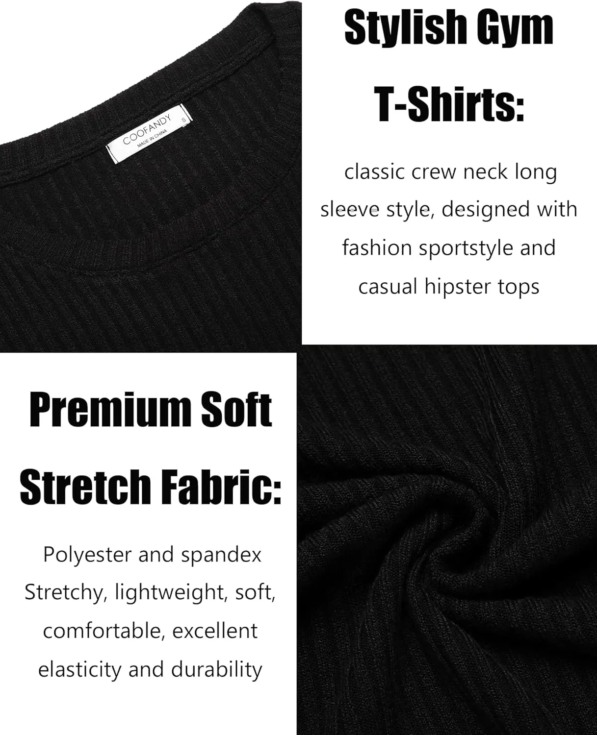 COOFANDY Men's 2 Pack Muscle T-Shirt Stretch Long Sleeve Gym Workout Bodybuilding Training Tee Shirts Casual Hipster Tops