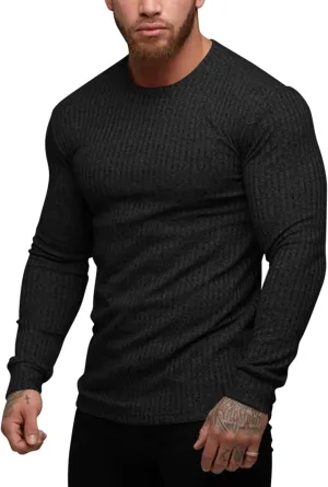 COOFANDY Men's 2 Pack Muscle T-Shirt Stretch Long Sleeve Gym Workout Bodybuilding Training Tee Shirts Casual Hipster Tops