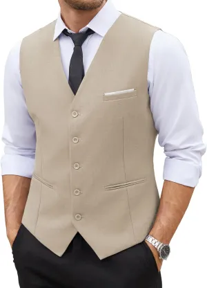 COOFANDY Men's Casual Dress Suit Vest Slim Fit Business Formal Waistcoat Vest
