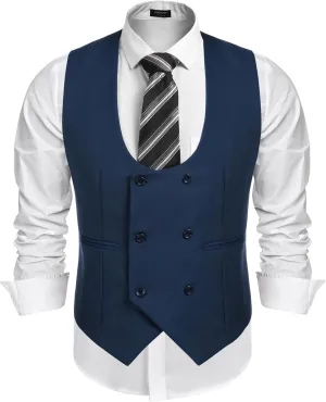 COOFANDY Men's Suit Vest Slim Fit Double Breasted Dress Vest Casual Business Formal Waistcoat