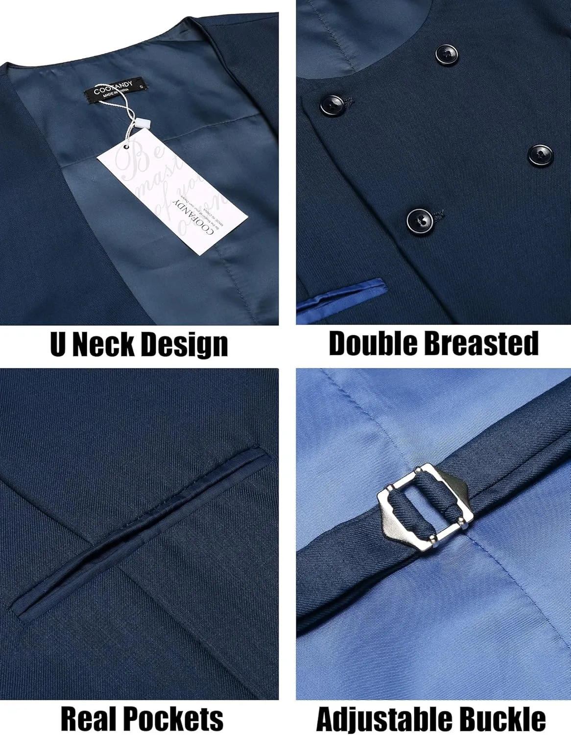 COOFANDY Men's Suit Vest Slim Fit Double Breasted Dress Vest Casual Business Formal Waistcoat