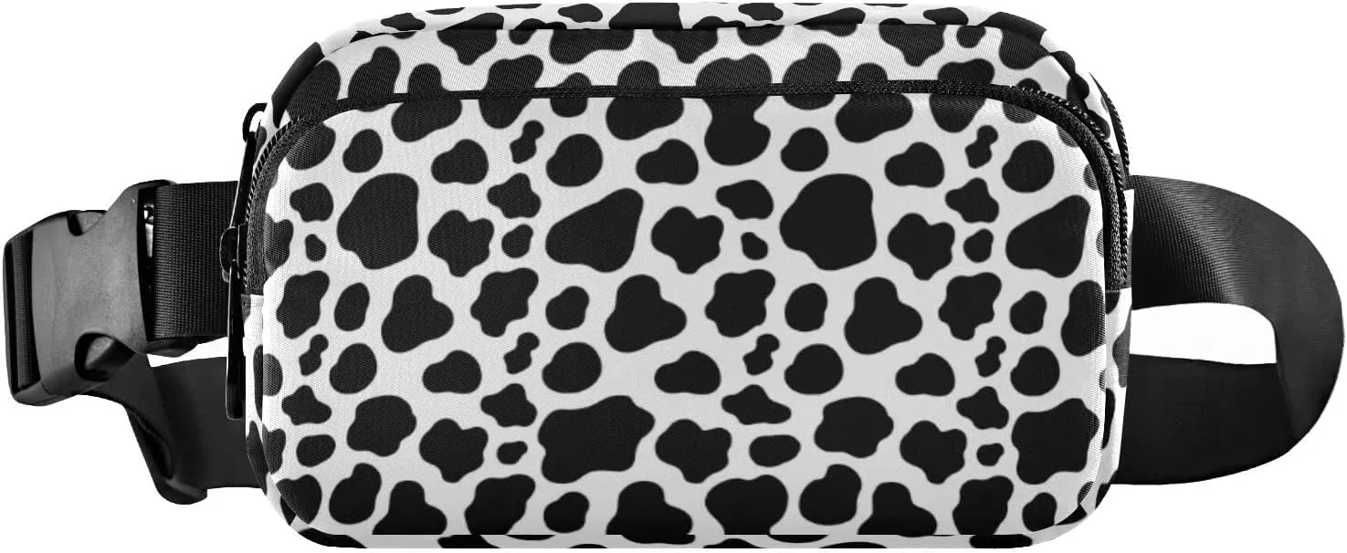Cow Pattern Fanny Pack for Women Men Belt Bag Crossbody Waist Pouch Waterproof Everywhere Purse Fashion Sling Bag for Running Hiking Workout Walking Travel