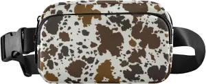 Cow Skin Print Fanny Pack for Women Men Belt Bag Crossbody Waist Pouch Waterproof Everywhere Purse Fashion Sling Bag for Running Hiking Workout Travel