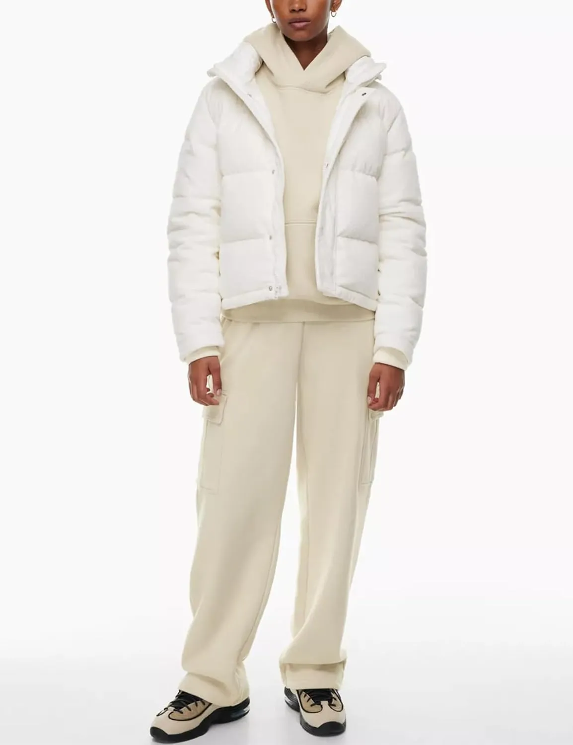 COZYPOIN Women's Winter Puffer Coats Corduroy Down Jacket Quilted Hooded Warm Padded Outerwear