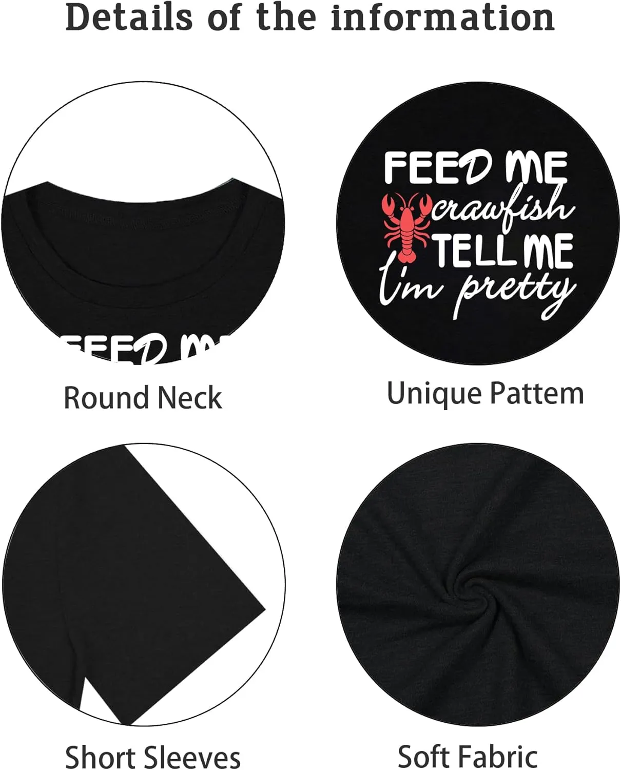 Crawfish Shirt Feed Me Crawfish Tell Me I'm Pretty Tshirt for Women Seafood Boil Summer Vintage Graphic Tee Tops