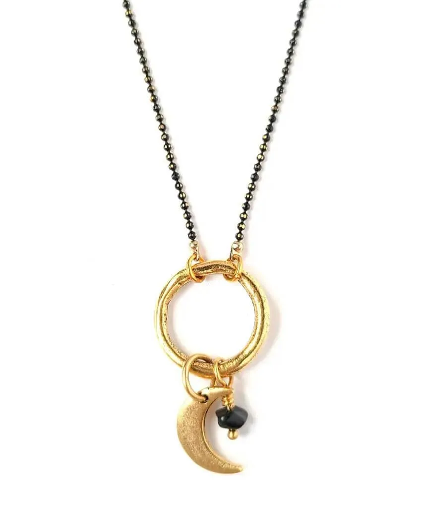 Crescent Moon Necklace Black