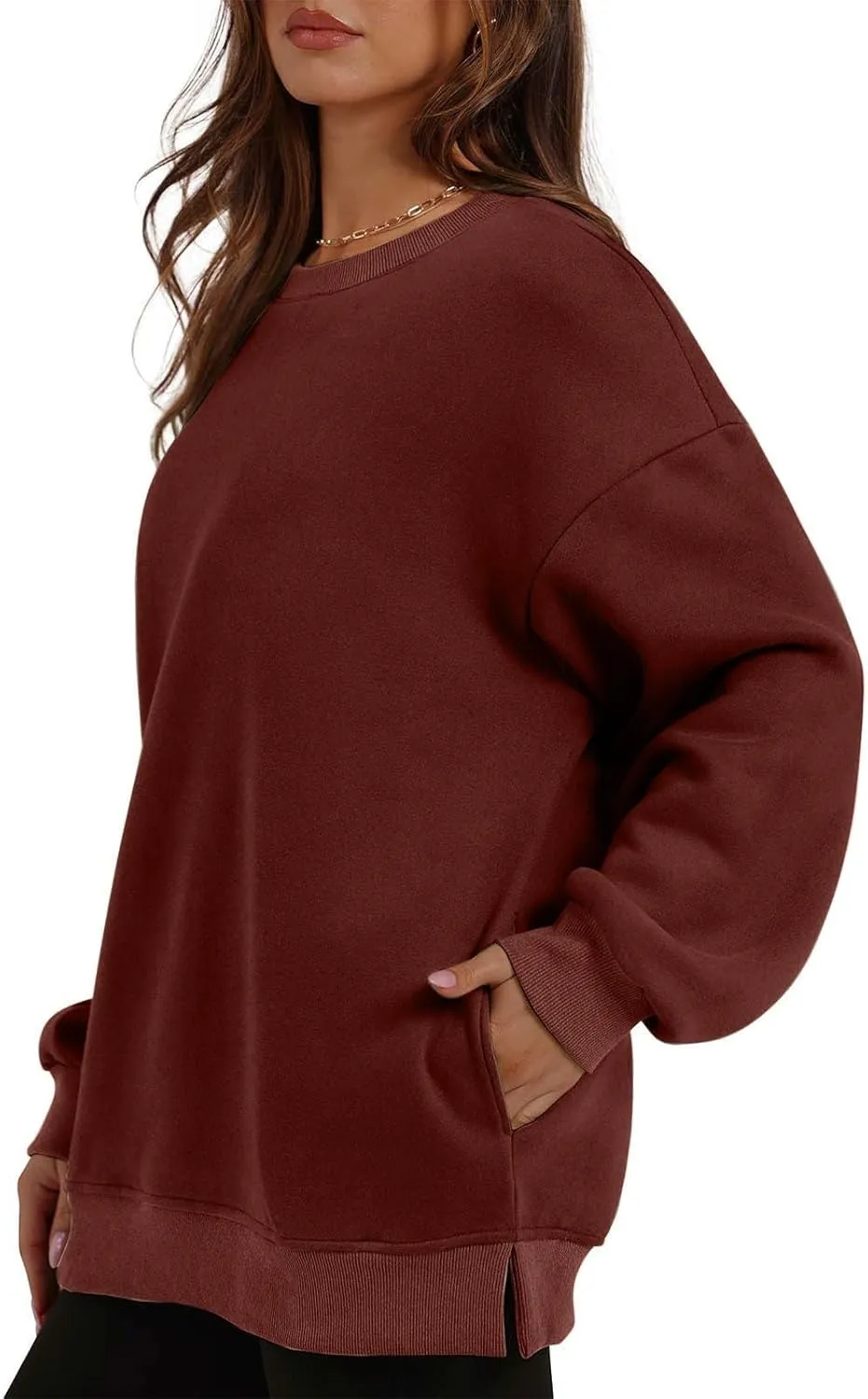 Crewneck Sweatshirts Womens Fall Fashion 2024 Long Sleeve Tops Pullover Casual Cute Loose Winter Clothes with Pocket