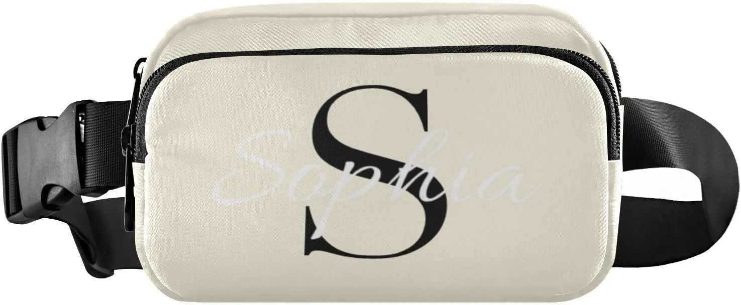 Custom Beige Fanny Pack for Women Men Personalizied Belt Bag Crossbody Waist Pouch Waterproof Everywhere Purse Fashion Sling Bag for Workout Hiking Travel