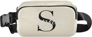 Custom Beige Fanny Pack for Women Men Personalizied Belt Bag Crossbody Waist Pouch Waterproof Everywhere Purse Fashion Sling Bag for Workout Hiking Travel