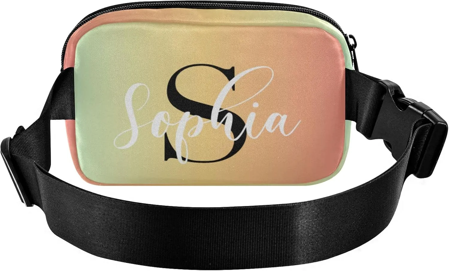 Custom Blue Pink Gradient Fanny Pack for Women Men Personalizied Belt Bag Crossbody Waist Pouch Waterproof Everywhere Purse Fashion Sling Bag for Running Hiking Workout Travel