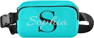 Custom Bright Blue Fanny Pack for Women Men Personalizied Belt Bag Crossbody Waist Pouch Waterproof Everywhere Purse Fashion Sling Bag for Running Travel