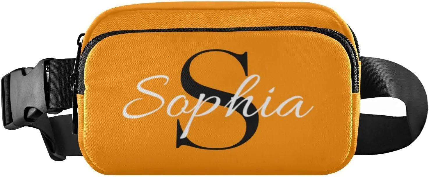 Custom Bright Orange Fanny Pack for Women Men Personalizied Belt Bag Crossbody Waist Pouch Waterproof Everywhere Purse Fashion Sling Bag for Workout Outdoor