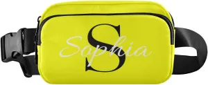 Custom Bright Yellow Fanny Pack for Women Men Personalizied Belt Bag Crossbody Waist Pouch Waterproof Everywhere Purse Fashion Sling Bag for Running Jogging