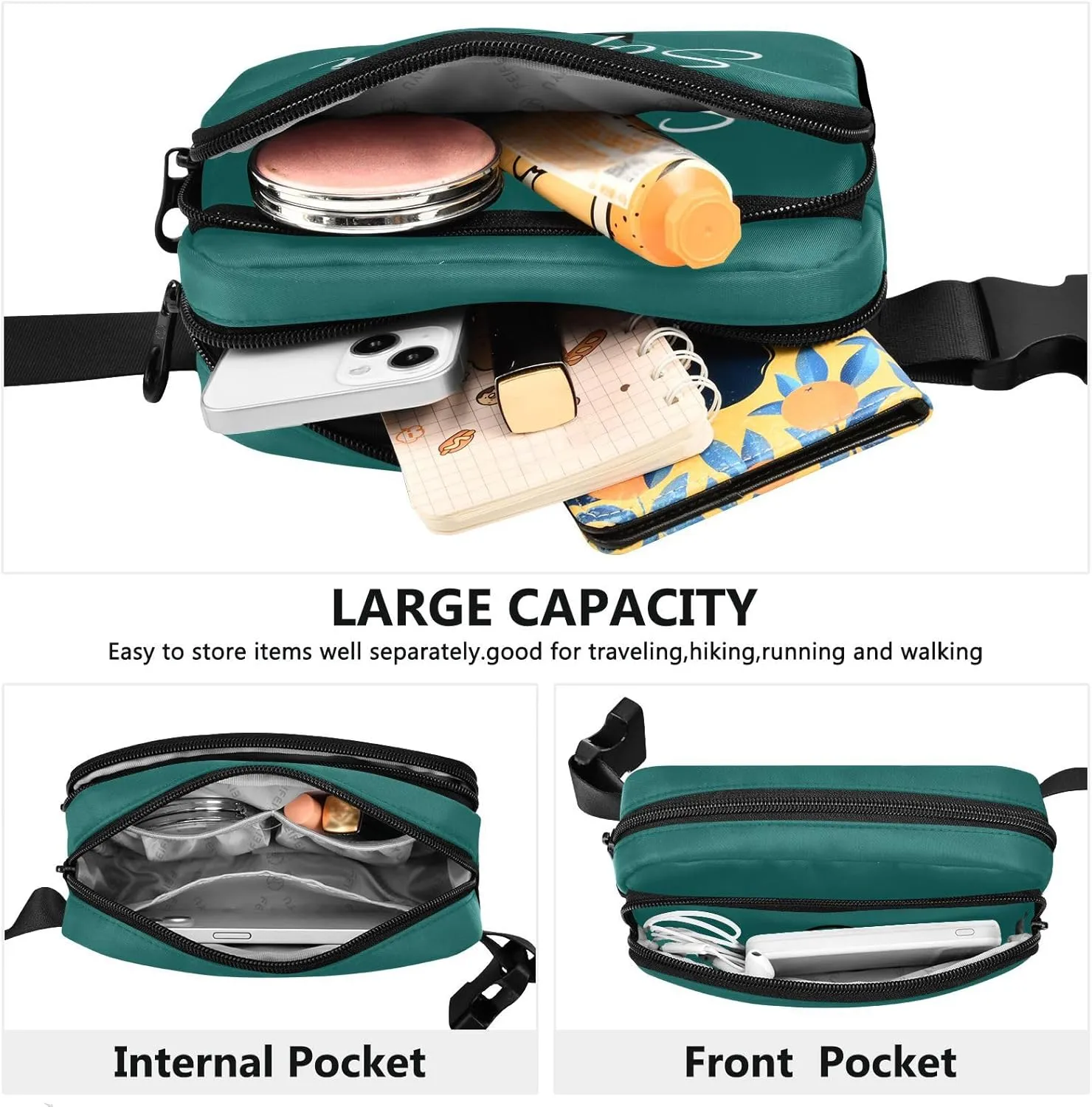 Custom Green Fanny Pack for Women Men Personalizied Belt Bag Crossbody Waist Pouch Waterproof Everywhere Purse Fashion Sling Bag for Outdoors Shopping