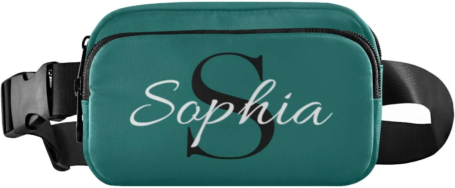 Custom Green Fanny Pack for Women Men Personalizied Belt Bag Crossbody Waist Pouch Waterproof Everywhere Purse Fashion Sling Bag for Outdoors Shopping