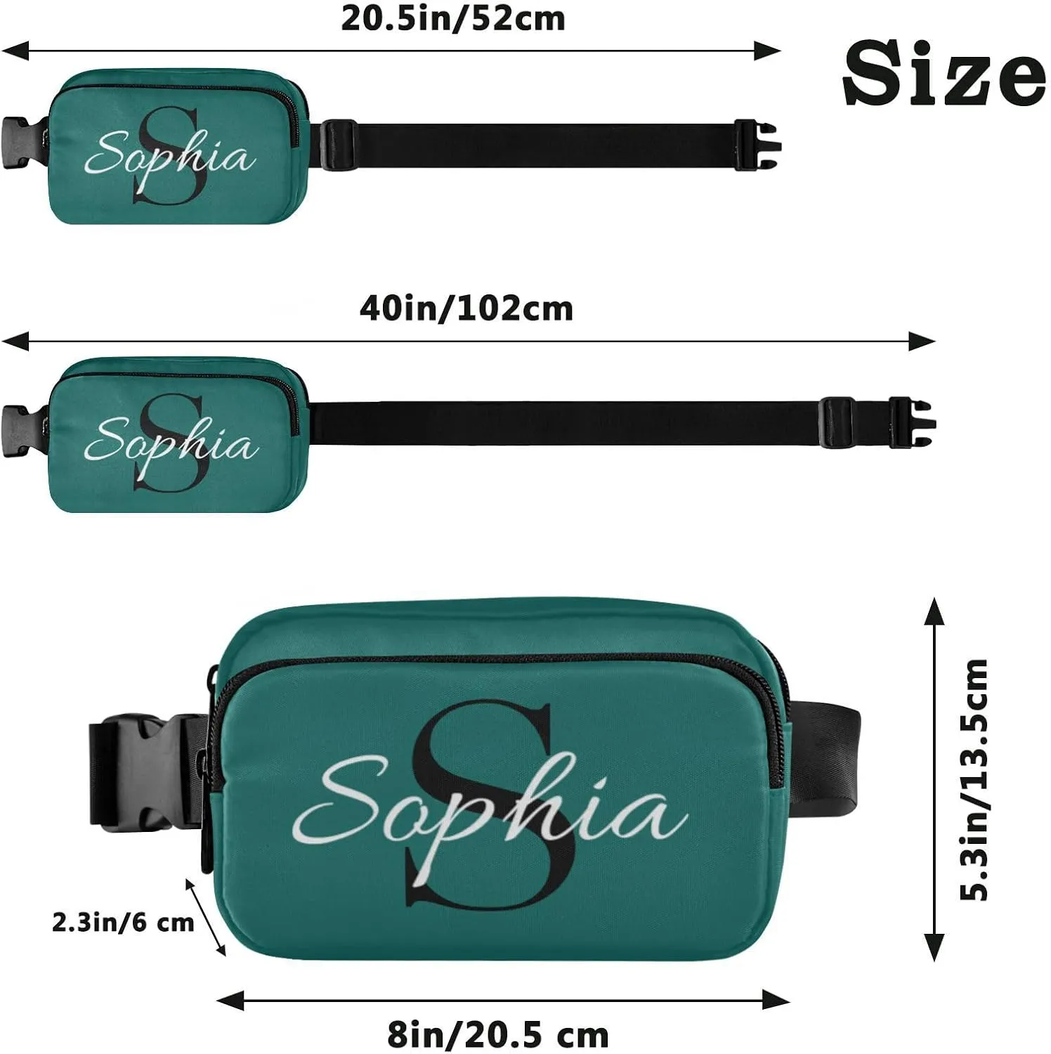 Custom Green Fanny Pack for Women Men Personalizied Belt Bag Crossbody Waist Pouch Waterproof Everywhere Purse Fashion Sling Bag for Outdoors Shopping
