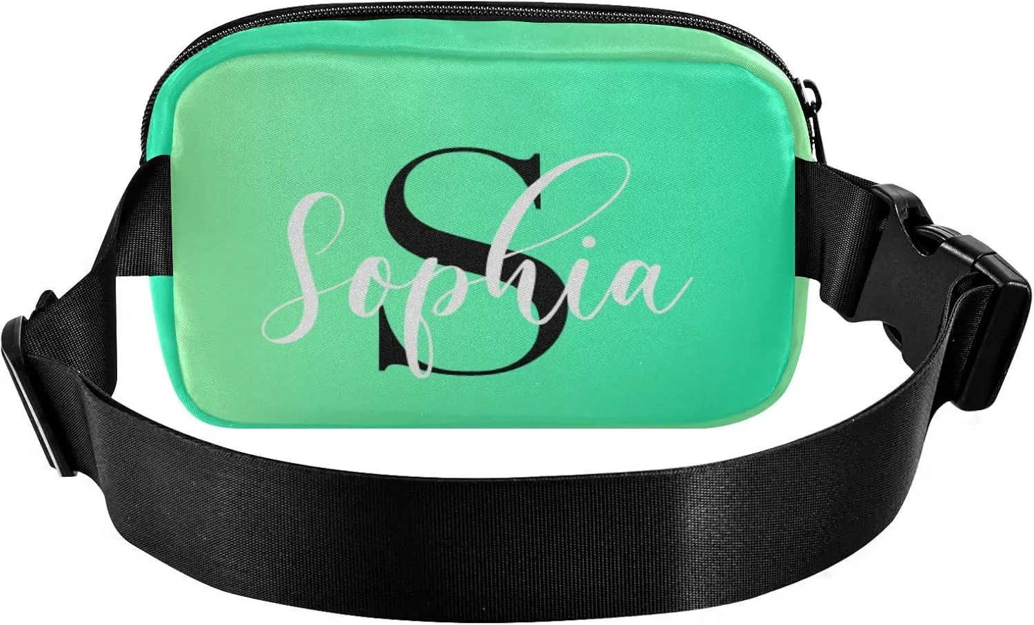 Custom Green Fanny Pack for Women Men Personalizied Belt Bag Crossbody Waist Pouch Waterproof Everywhere Purse Fashion Sling Bag for Running Hiking Workout Walking Travel