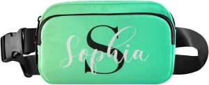 Custom Green Fanny Pack for Women Men Personalizied Belt Bag Crossbody Waist Pouch Waterproof Everywhere Purse Fashion Sling Bag for Running Hiking Workout Walking Travel