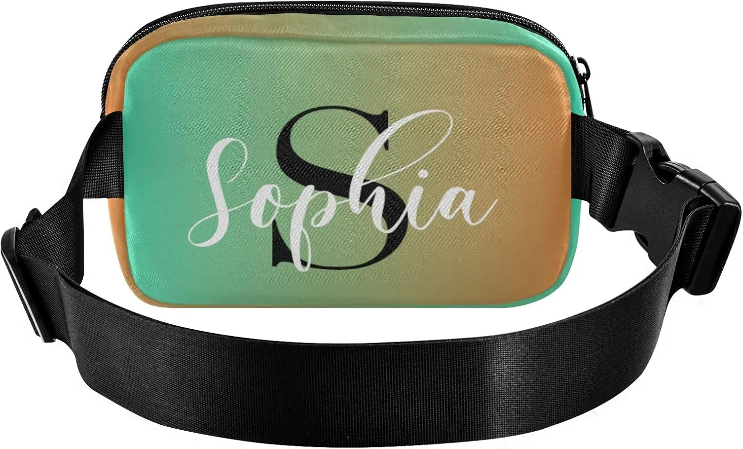 Custom Green Orange Gradient Fanny Pack for Women Men Personalizied Belt Bag Crossbody Waist Pouch Waterproof Everywhere Purse Fashion Sling Bag for Running Hiking Workout Walking Travel