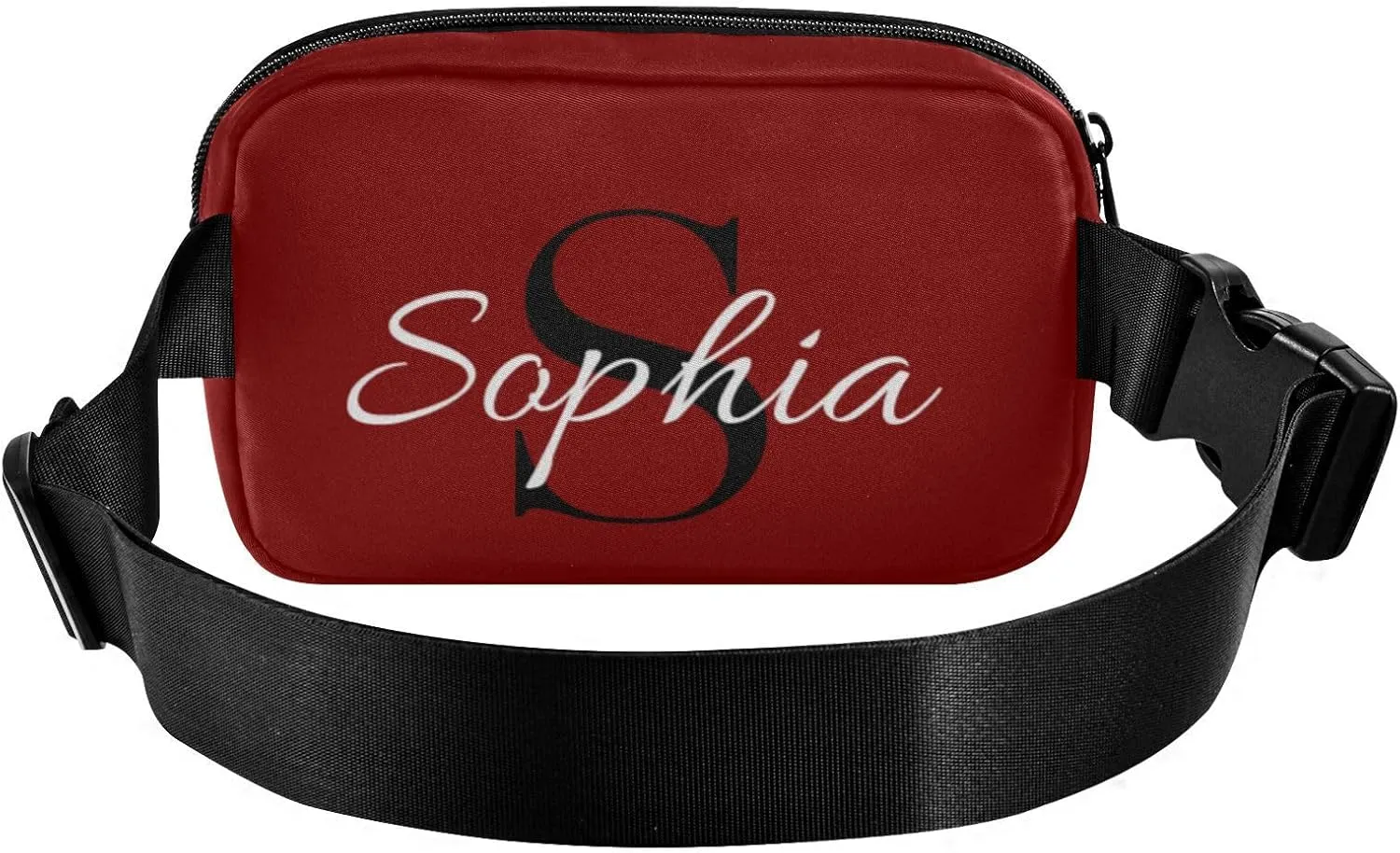 Custom Maroon Fanny Pack for Women Men Personalizied Belt Bag Crossbody Waist Pouch Waterproof Everywhere Purse Fashion Sling Bag for Hiking Running