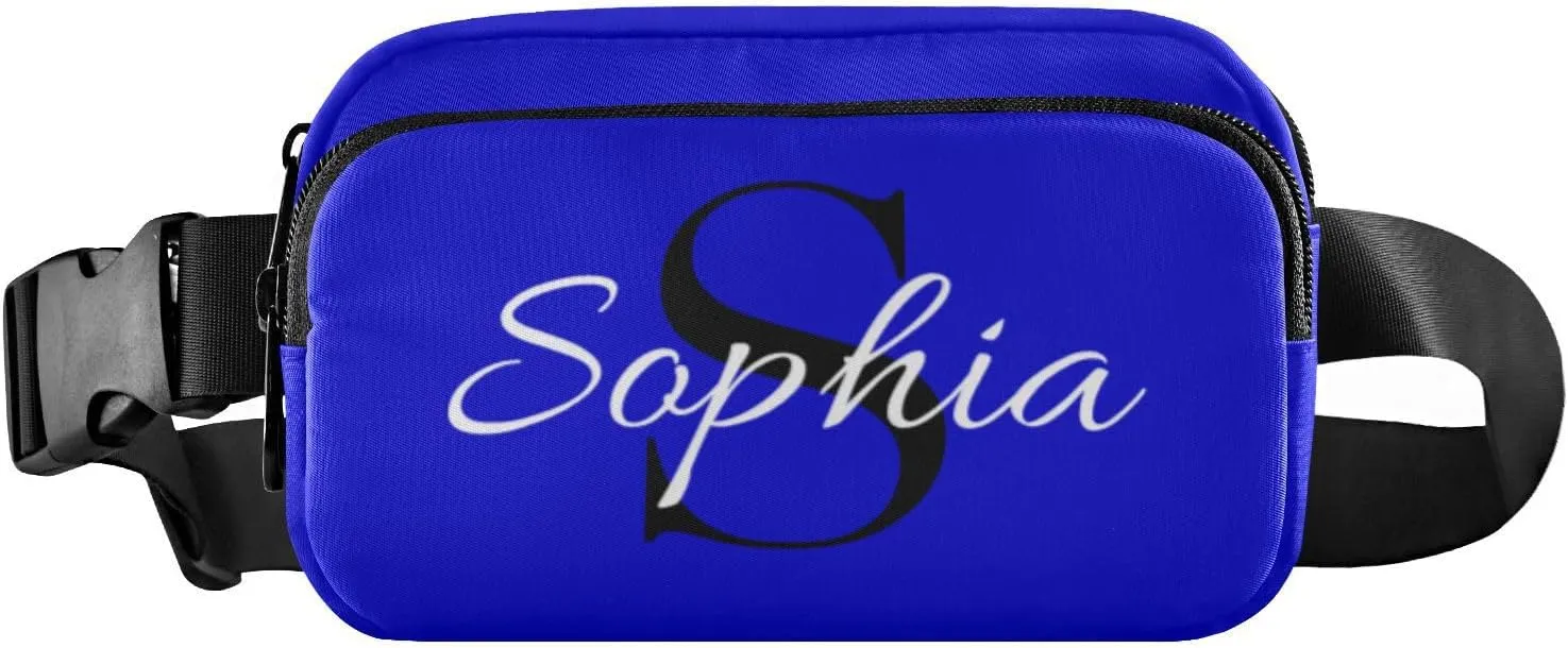 Custom Medium Blue Fanny Pack for Women Men Personalizied Belt Bag Crossbody Waist Pouch Waterproof Everywhere Purse Fashion Sling Bag for Cycling Hiking