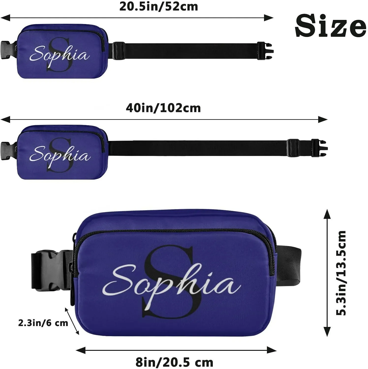 Custom Midnight Blue Fanny Pack for Women Men Personalizied Belt Bag Crossbody Waist Pouch Waterproof Everywhere Purse Fashion Sling Bag for Travel