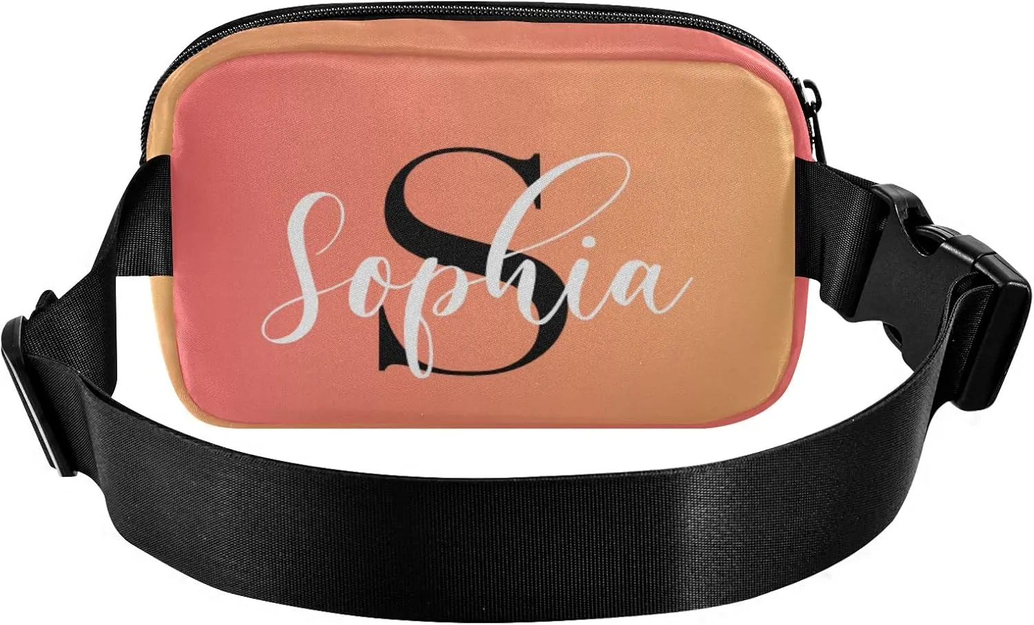 Custom Orange Gradient Fanny Pack for Women Men Personalizied Belt Bag Crossbody Waist Pouch Waterproof Everywhere Purse Fashion Sling Bag for Running Hiking Walking Travel