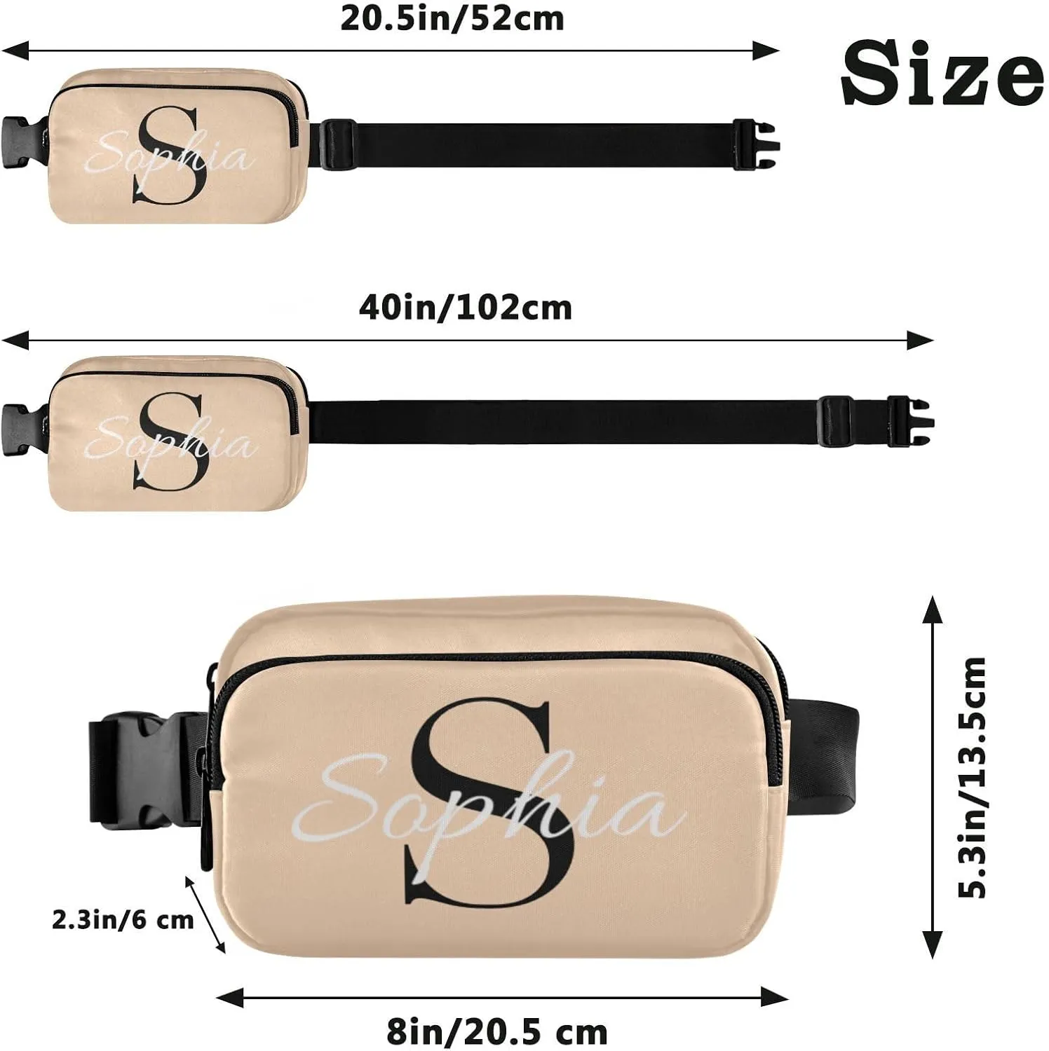 Custom Peach Fanny Pack for Women Men Personalizied Belt Bag Crossbody Waist Pouch Waterproof Everywhere Purse Fashion Sling Bag for Workout Hiking Travel