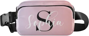 Custom Pink Gradient Fanny Pack for Women Men Personalizied Belt Bag Crossbody Waist Pouch Waterproof Everywhere Purse Fashion Sling Bag for Running Travel