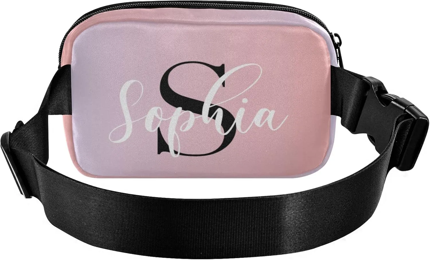 Custom Pink Gradient Fanny Pack for Women Men Personalizied Belt Bag Crossbody Waist Pouch Waterproof Everywhere Purse Fashion Sling Bag for Running Travel