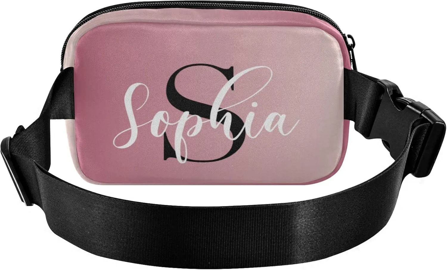 Custom Pink Gradient Fanny Pack for Women Men Personalizied Belt Bag Crossbody Waist Pouch Waterproof Everywhere Purse Fashion Sling Bag for Running Walking