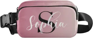 Custom Pink Gradient Fanny Pack for Women Men Personalizied Belt Bag Crossbody Waist Pouch Waterproof Everywhere Purse Fashion Sling Bag for Running Walking