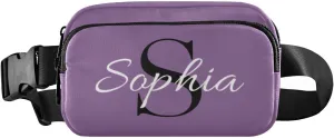 Custom Purple Fanny Pack for Women Men Personalizied Belt Bag Crossbody Waist Pouch Waterproof Everywhere Purse Fashion Sling Bag for Jogging