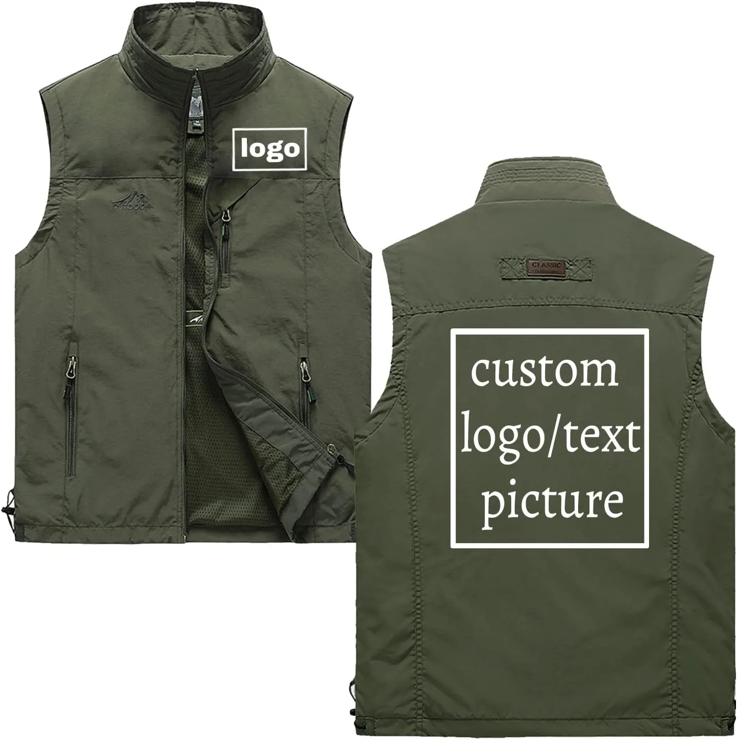 Custom Vest for Men Customize Sleeveless Jacket Lightweight Travel Hunting Fishing Outerwear Vests