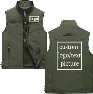Custom Vest for Men Customize Sleeveless Jacket Lightweight Travel Hunting Fishing Outerwear Vests