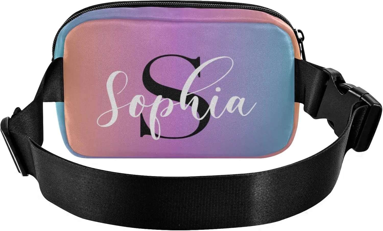 Custom Yellow Blue Gradient Fanny Pack for Women Men Personalizied Belt Bag Crossbody Waist Pouch Waterproof Everywhere Purse Fashion Sling Bag for Running Hiking Walking Travel