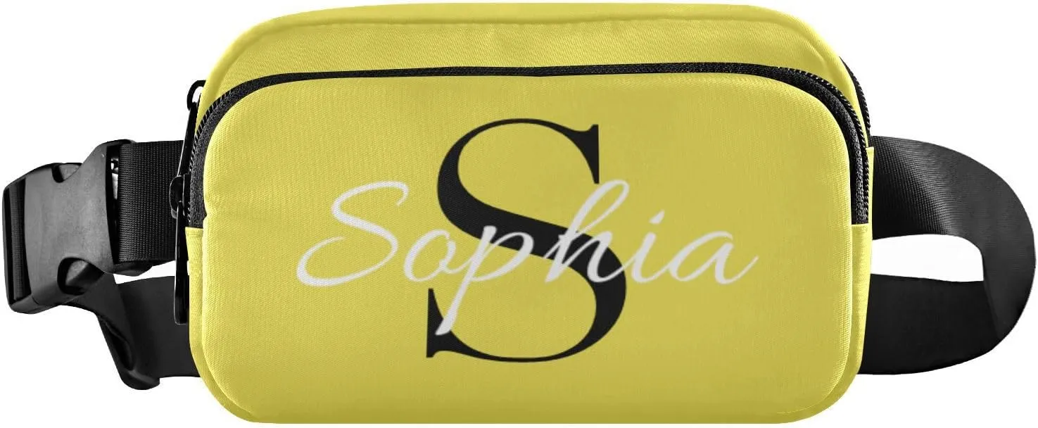 Custom Yellow Fanny Pack for Women Men Personalizied Belt Bag Crossbody Waist Pouch Waterproof Everywhere Purse Fashion Sling Bag for Running Travel
