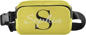 Custom Yellow Fanny Pack for Women Men Personalizied Belt Bag Crossbody Waist Pouch Waterproof Everywhere Purse Fashion Sling Bag for Running Travel