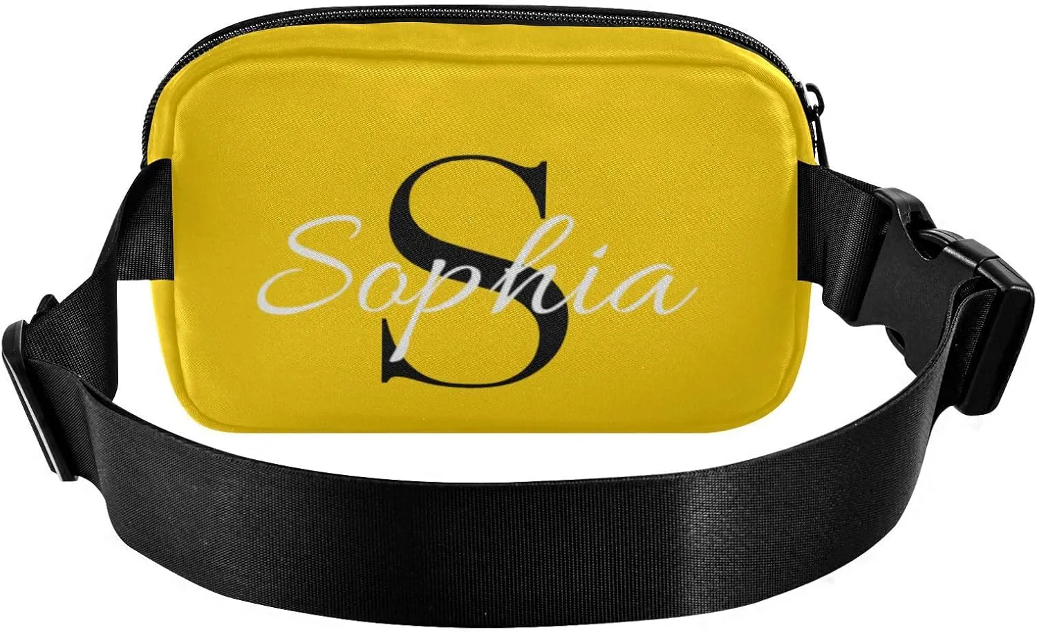 Custom Yellow Fanny Pack for Women Men Personalizied Belt Bag Crossbody Waist Pouch Waterproof Everywhere Purse Fashion Sling Bag for Travelling Running