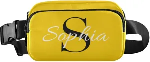 Custom Yellow Fanny Pack for Women Men Personalizied Belt Bag Crossbody Waist Pouch Waterproof Everywhere Purse Fashion Sling Bag for Travelling Running